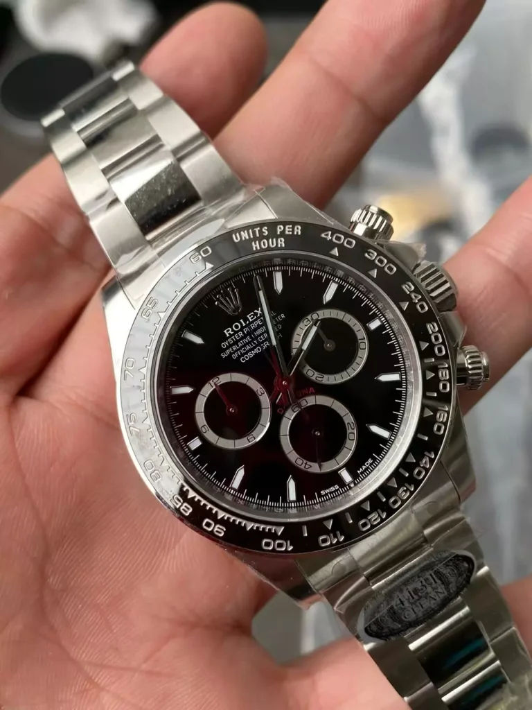 Clean Factory Rolex Daytona 126500 40mm SH4131 Superlumed black dial and hands in blue color Bracelet
