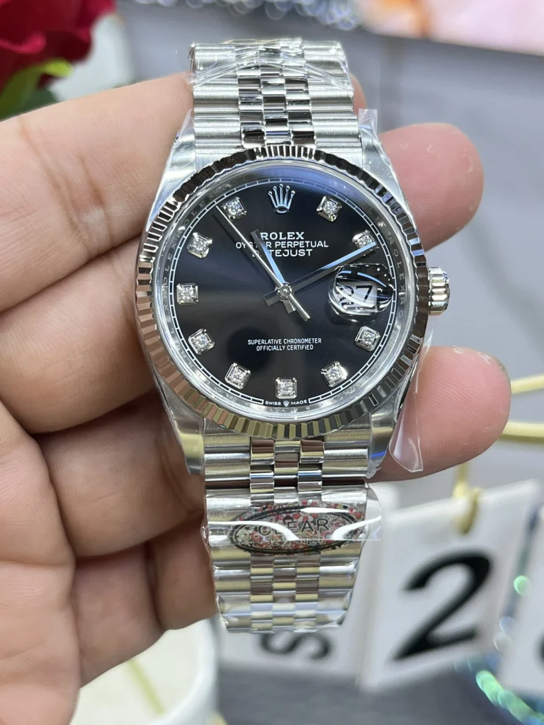 Clean Factory Rolex Datejust 126234 36mm SH3235 Black Dial with Diamond Markers Jubilee bracelet