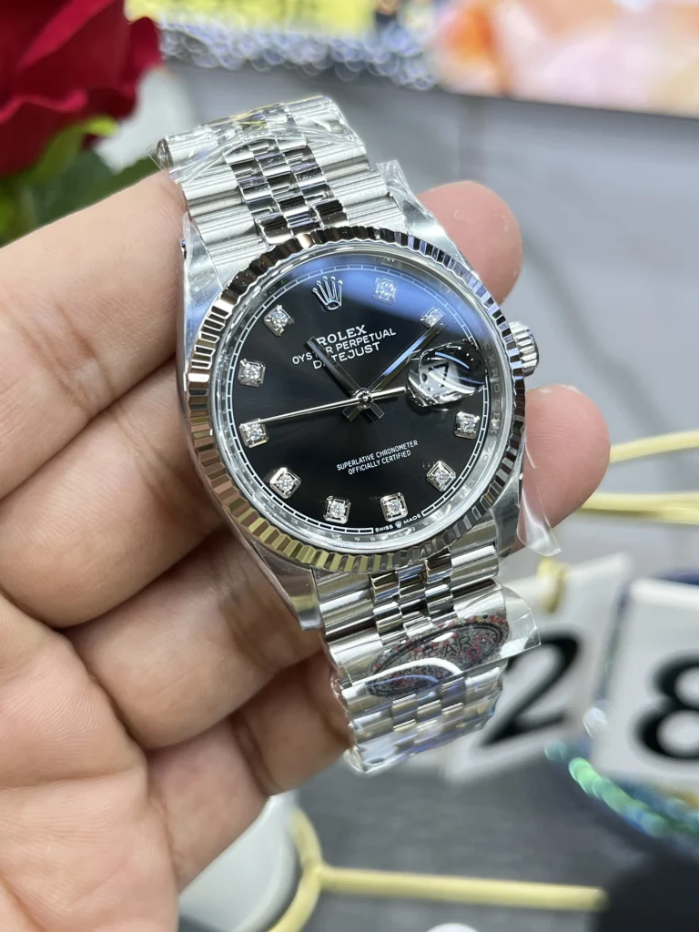 Clean Factory Rolex Datejust 126234 36mm SH3235 Black Dial with Diamond Markers Jubilee bracelet