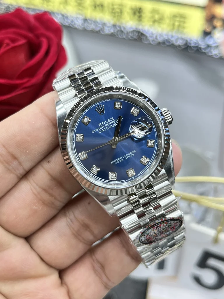 Clean Factory Rolex Datejust 126234 36mm SH3235 Blue Dial with Diamond Markers Jubilee bracelet