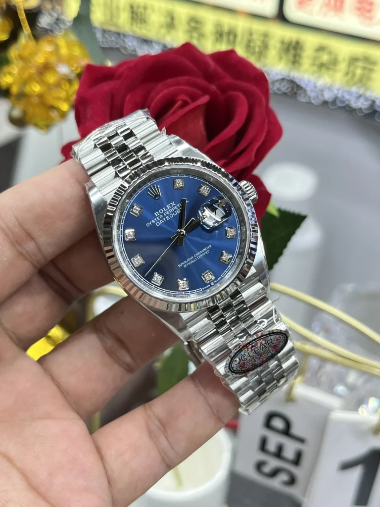 Clean Factory Rolex Datejust 126234 36mm SH3235 Blue Dial with Diamond Markers Jubilee bracelet