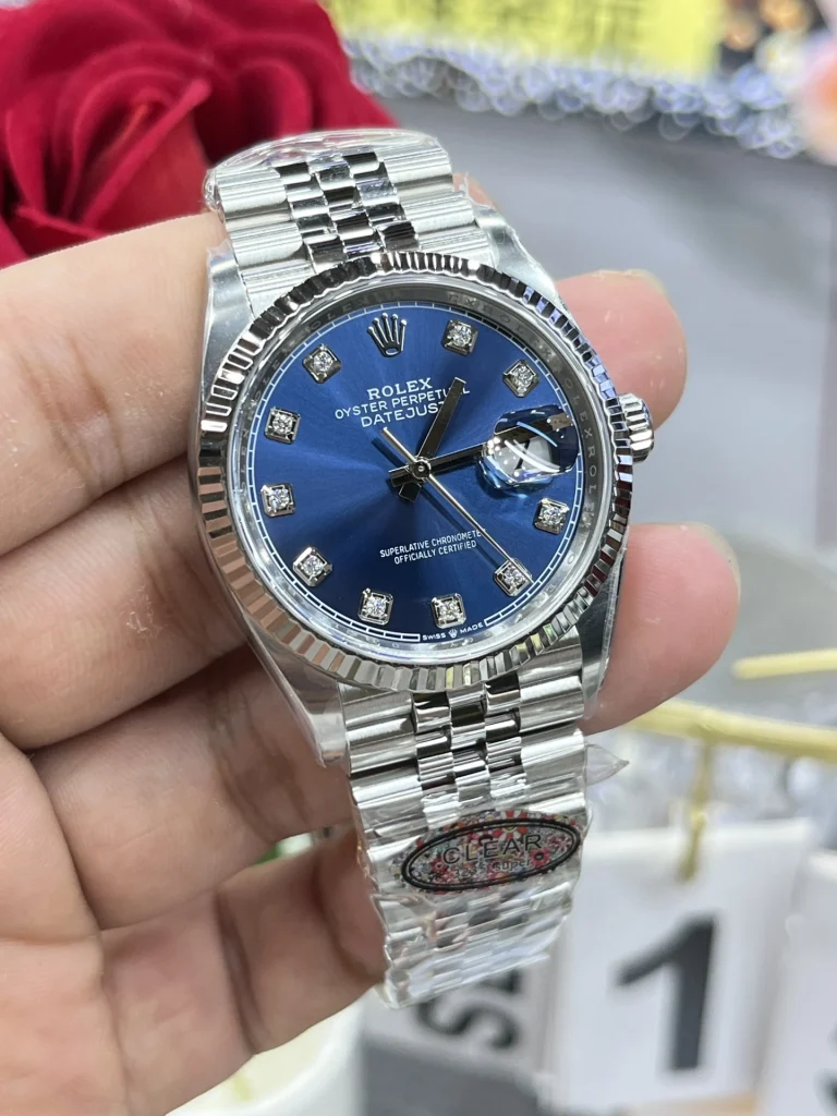 Clean Factory Rolex Datejust 126234 36mm SH3235 Blue Dial with Diamond Markers Jubilee bracelet