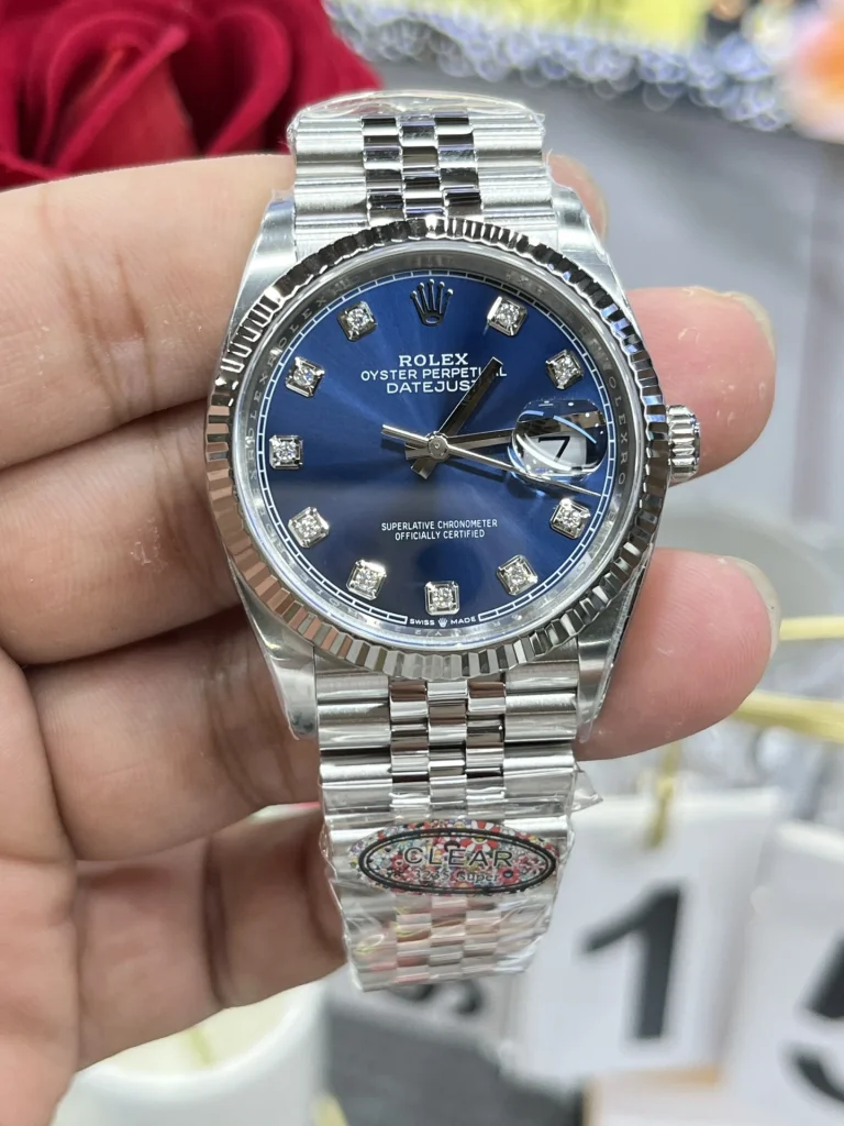 Clean Factory Rolex Datejust 126234 36mm SH3235 Blue Dial with Diamond Markers Jubilee bracelet