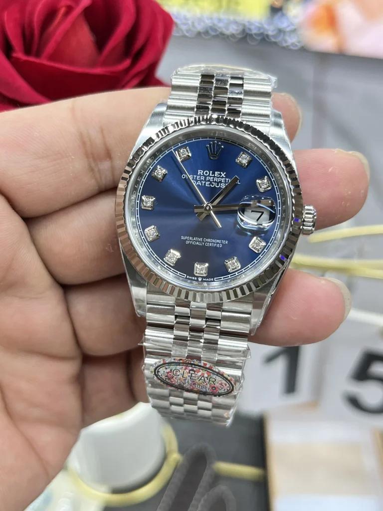 Clean Factory Rolex Datejust 126234 36mm SH3235 Blue Dial with Diamond Markers Jubilee bracelet
