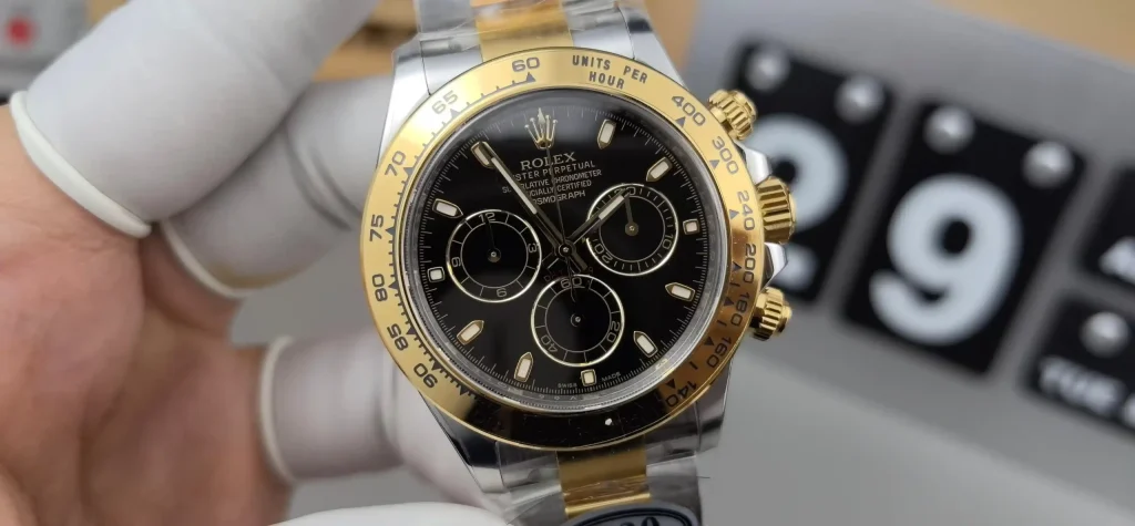 Clean Factory Rolex Daytona 116503 40mm SA4130 Superlumed black dial and hands in correct blue color Bracelet