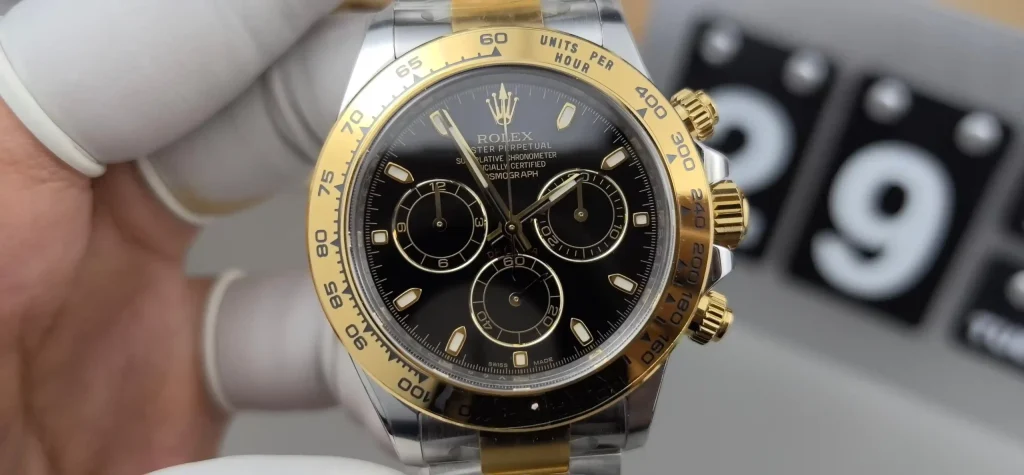 Clean Factory Rolex Daytona 116503 40mm SA4130 Superlumed black dial and hands in correct blue color Bracelet