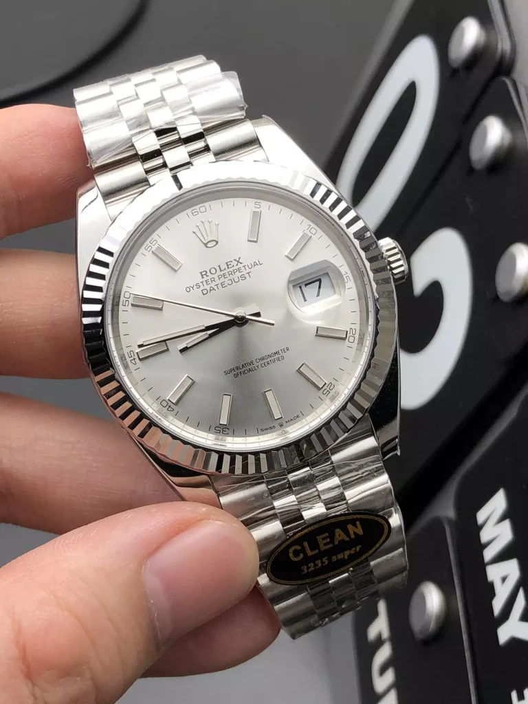 Clean Factory Rolex Datejust 126334-0004 41mm 3235 Silver Dial with Stick Markers Jubilee bracelet