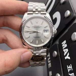 Clean Factory Rolex Datejust 126334-0004 41mm 3235 Silver Dial with Stick Markers Jubilee bracelet