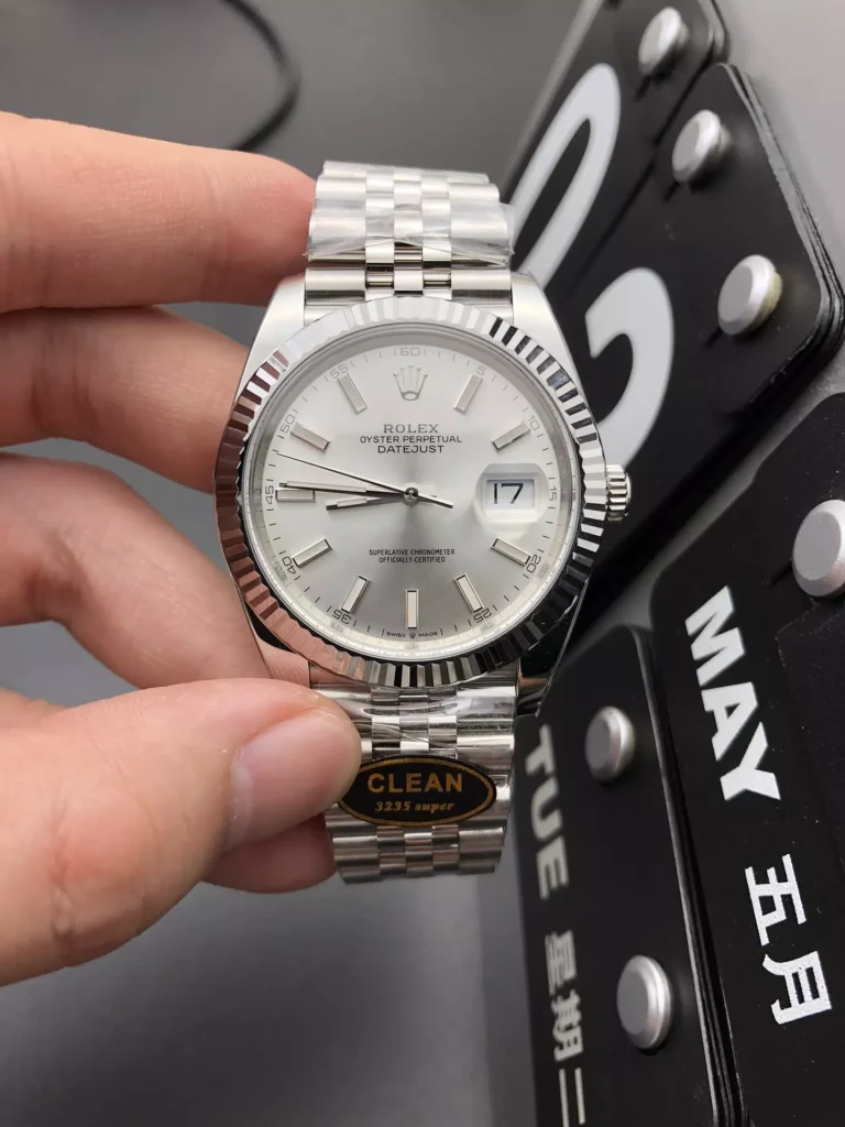 Clean Factory Rolex Datejust 126334-0004 41mm 3235 Silver Dial with Stick Markers Jubilee bracelet