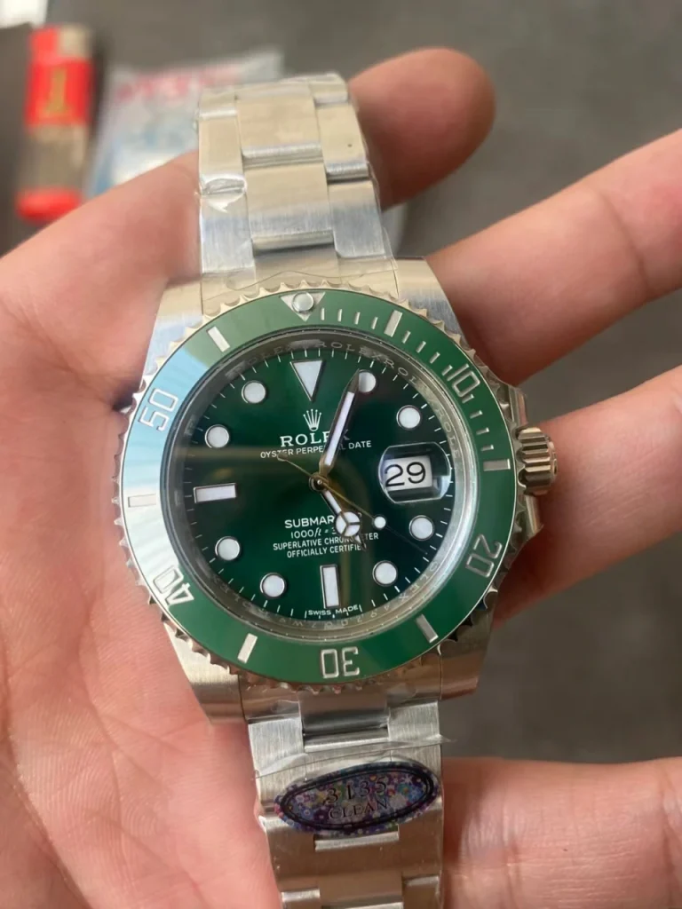 Clean Factory Rolex Submariner 116610LV 41mm 3135 Green Dial with Dot Markers (Super Blue Superlume Applied)