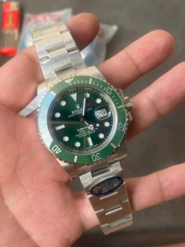 Clean Factory Rolex Submariner 116610LV 41mm 3135 Green Dial with Dot Markers (Super Blue Superlume Applied)