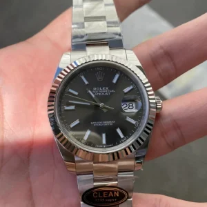 Clean Factory Rolex Datejust 126334 41mm SH3235 Gray Rhodium Dial with Stick Markers Oyster bracelet