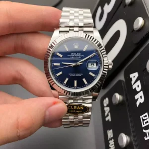 Clean Factory Rolex Datejust 126334-0002 41mm 3235 Blue Dial with Stick Markers Jubilee bracelet