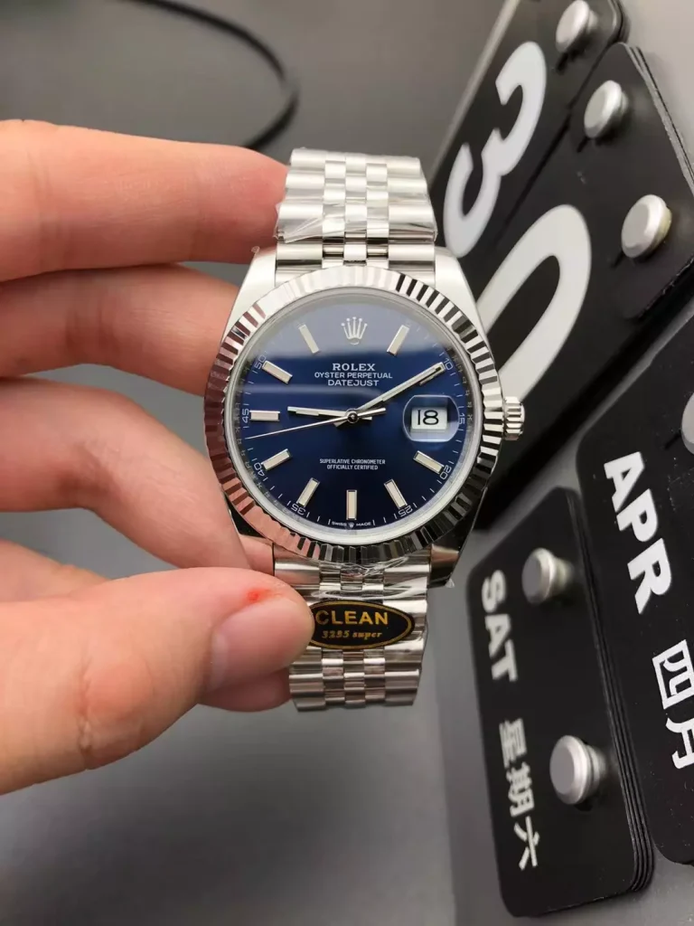 Clean Factory Rolex Datejust 126334-0002 41mm 3235 Blue Dial with Stick Markers Jubilee bracelet