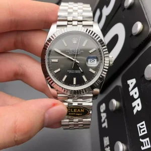 Clean Factory Rolex Datejust 126334-0014 41mm 3235 Gray Dial with Stick Markers Jubilee bracelet