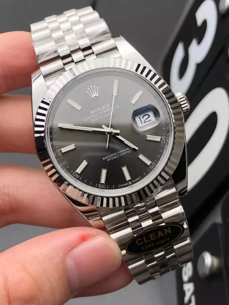 Clean Factory Rolex Datejust 126334-0014 41mm 3235 Gray Dial with Stick Markers Jubilee bracelet