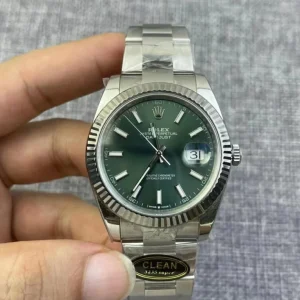 Clean Factory Rolex Datejust 126334 41mm 3235 Mint Green Dial with Stick Markers Bracelet