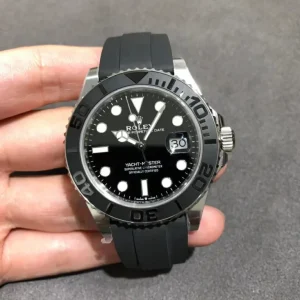 Clean Factory Rolex Yacht-Master 226659 42mm 3235 Black Dial with Dot Markers (With Blue Superlume Applied) Oysterflex strap