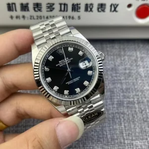 Clean Factory Rolex Datejust 126334 41mm 3235 Black Dial with Diamond Markers Jubilee bracelet