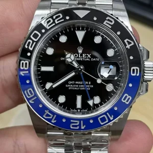 Clean Factory Rolex GMT-Master II 126710BLNR 40mm DD3285 Black Dial with Round Markers (Correct Hand Stack) – Superlume Jubilee bracelet