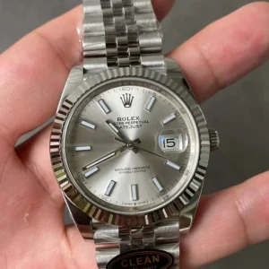 Clean Factory Rolex Datejust 126334 41mm SH3235 Silver Dial with Stick Markers Jubilee bracelet