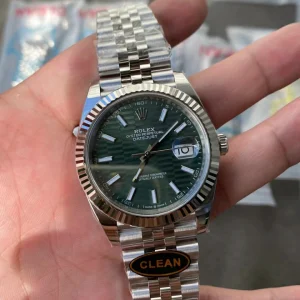 Clean Factory Rolex Datejust 126334 41mm SH3235 Green Patterened Dial with Stick Markers Jubilee bracelet