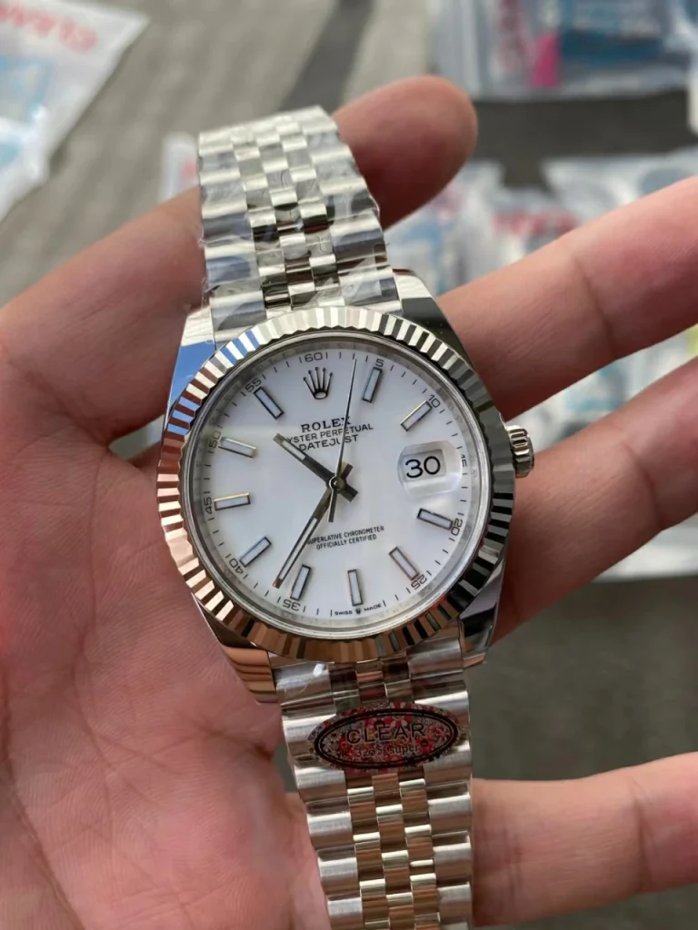 Clean Factory Rolex Datejust 126334 41mm SH3235 White Dial with Stick Markers Jubilee bracelet