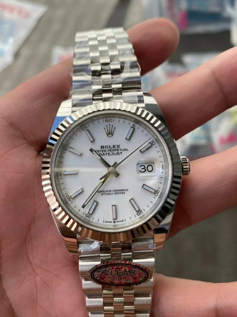 Clean Factory Rolex Datejust 126334 41mm SH3235 White Dial with Stick Markers Jubilee bracelet