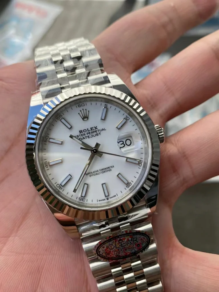 Clean Factory Rolex Datejust 126334 41mm SH3235 White Dial with Stick Markers Jubilee bracelet