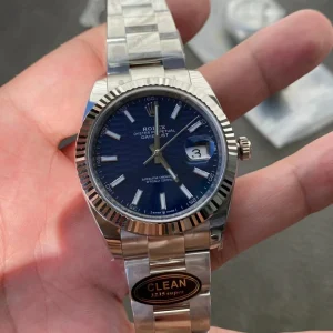 Clean Factory Rolex Datejust 126334 41mm SH3235 Blue Patterened Dial with Stick Markers Oyster bracelet