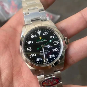Clean Factory Rolex Air-King 126900 40mm 3230 Black Dial with Large Numerals (Swiss Grade Superlume Blue) Bracelet