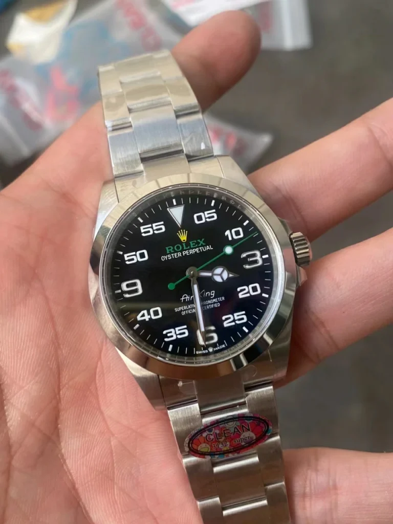 Clean Factory Rolex Air-King 126900 40mm 3230 Black Dial with Large Numerals (Swiss Grade Superlume Blue) Bracelet