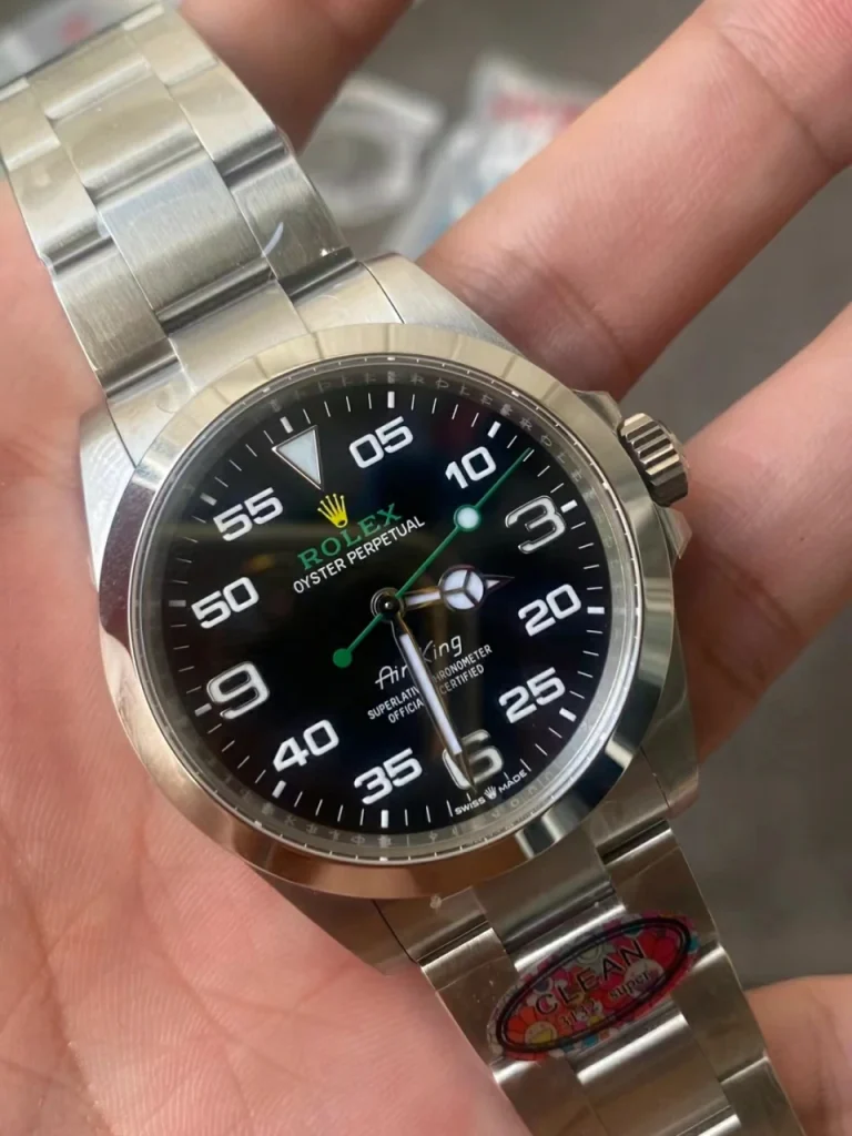 Clean Factory Rolex Air-King 126900 40mm 3230 Black Dial with Large Numerals (Swiss Grade Superlume Blue) Bracelet