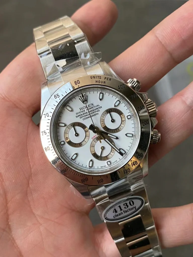Clean Factory Rolex Daytona 116520 40mm SA4130 Clean Factory Superlumed white dial and hands in correct blue Bracelet