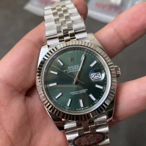 Clean Factory Rolex Datejust 126334 41mm SH3235 Green Dial with Stick Markers Jubilee bracelet
