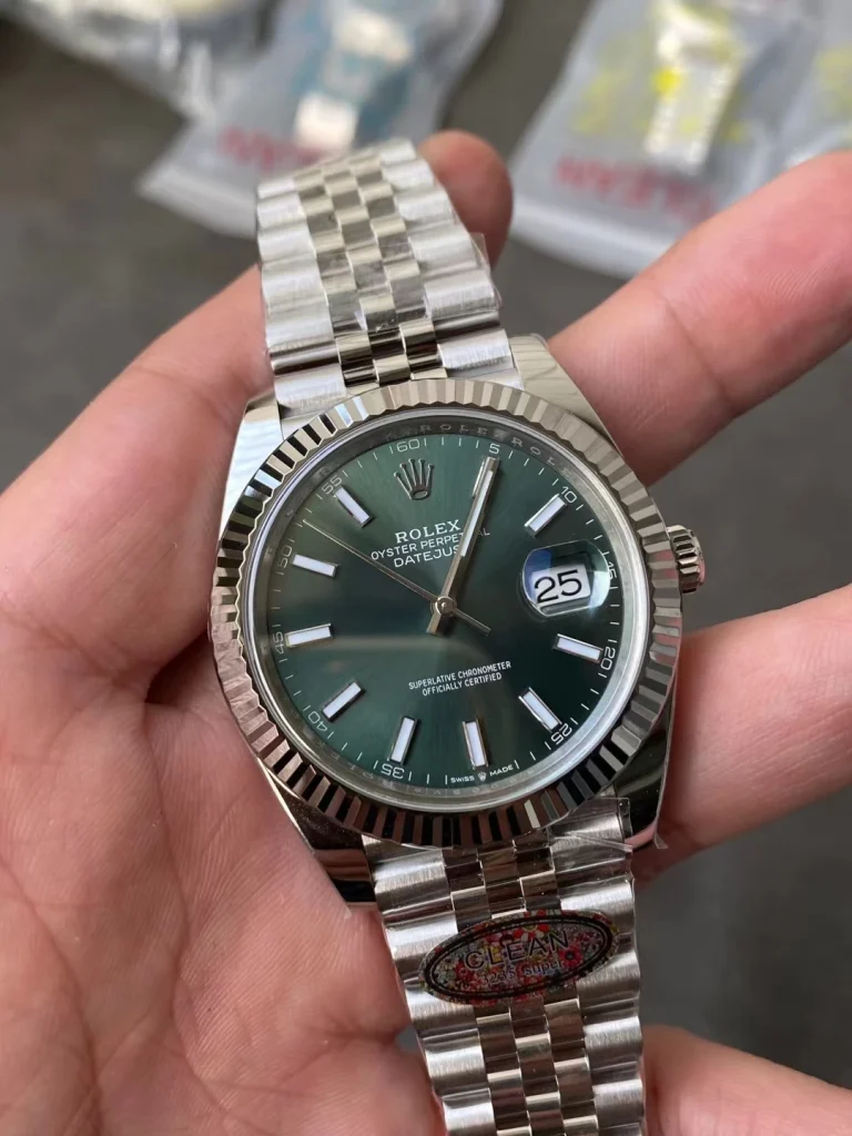 Clean Factory Rolex Datejust 126334 41mm SH3235 Green Dial with Stick Markers Jubilee bracelet
