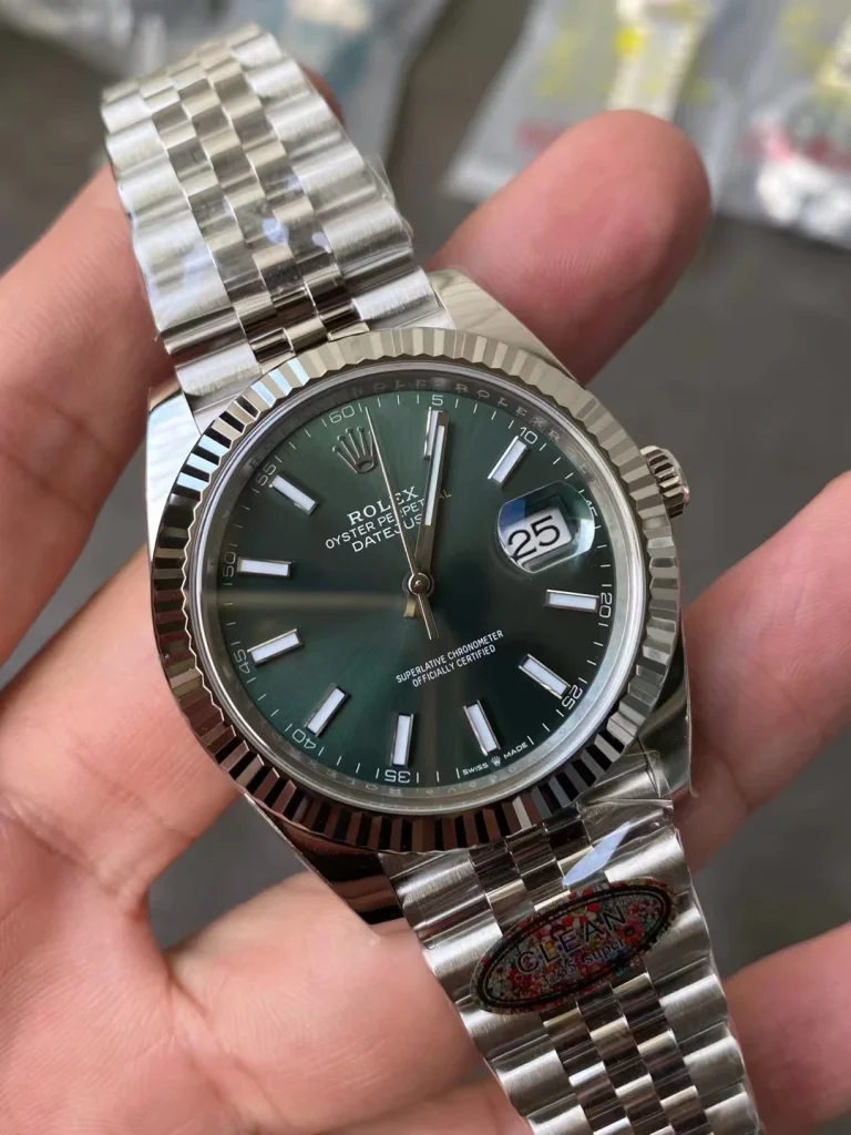 Clean Factory Rolex Datejust 126334 41mm SH3235 Green Dial with Stick Markers Jubilee bracelet