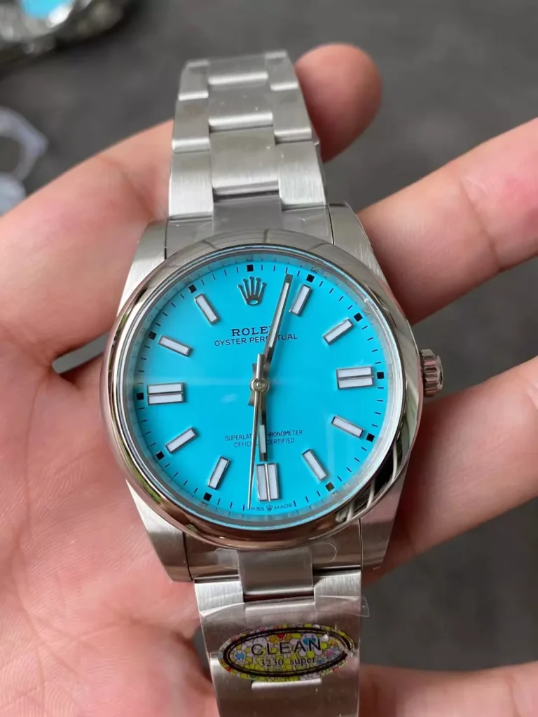 Clean Factory Rolex Oyster Perpetual 124300 41mm 3230 Tiffany Blue Dial with Stick Markers Bracelet