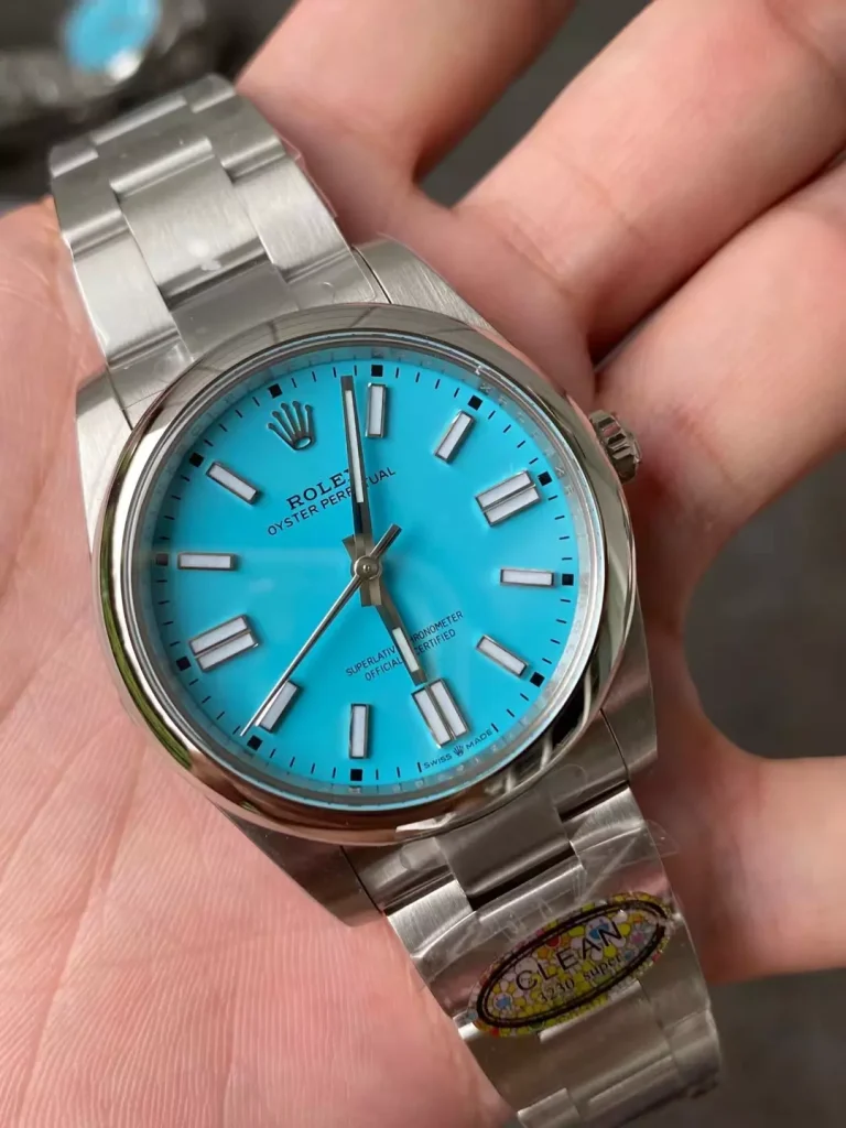Clean Factory Rolex Oyster Perpetual 124300 41mm 3230 Tiffany Blue Dial with Stick Markers Bracelet