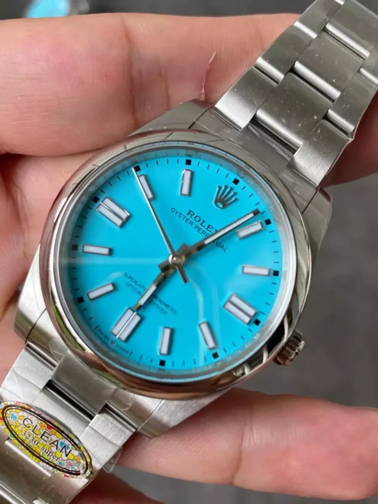 Clean Factory Rolex Oyster Perpetual 124300 41mm 3230 Tiffany Blue Dial with Stick Markers Bracelet