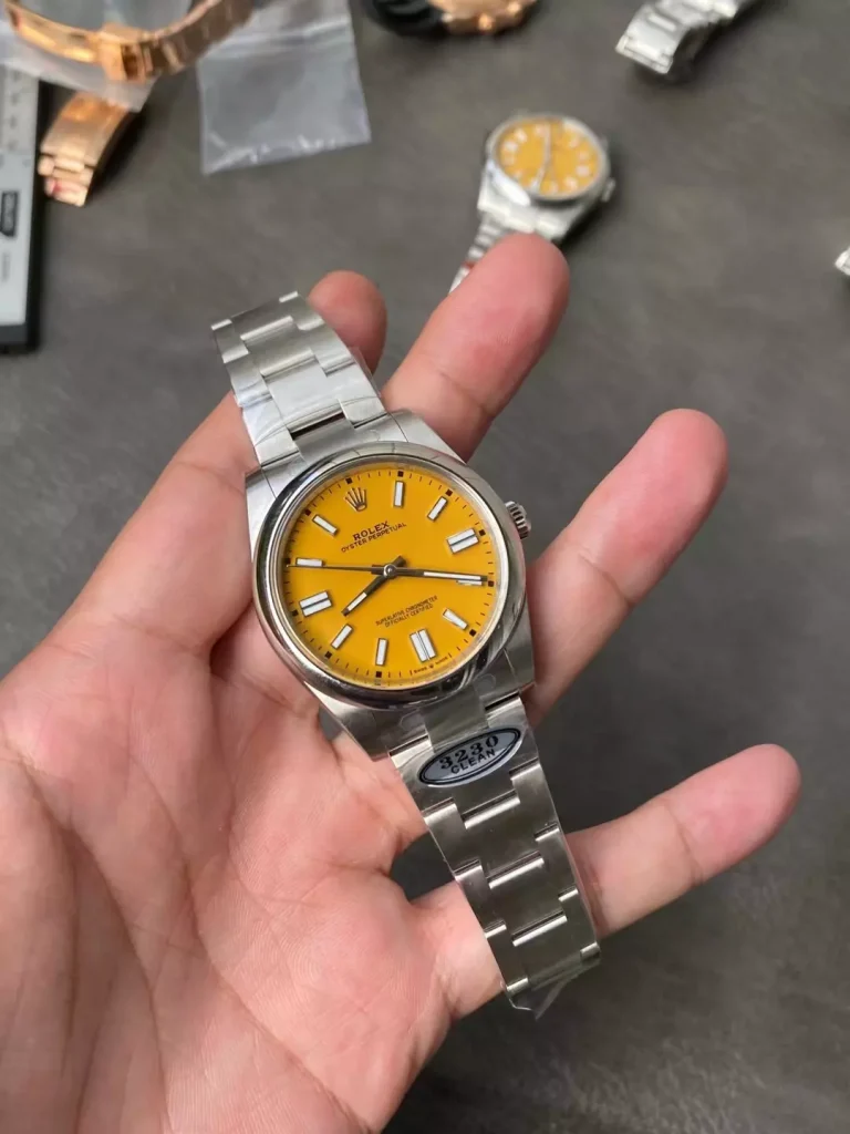 Clean Factory Rolex Oyster Perpetual 124300 41mm 3230 Yellow dial Bracelet