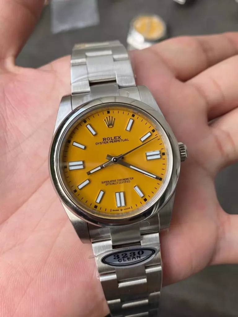 Clean Factory Rolex Oyster Perpetual 124300 41mm 3230 Yellow dial Bracelet