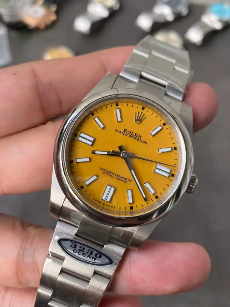 Clean Factory Rolex Oyster Perpetual 124300 41mm 3230 Yellow dial Bracelet
