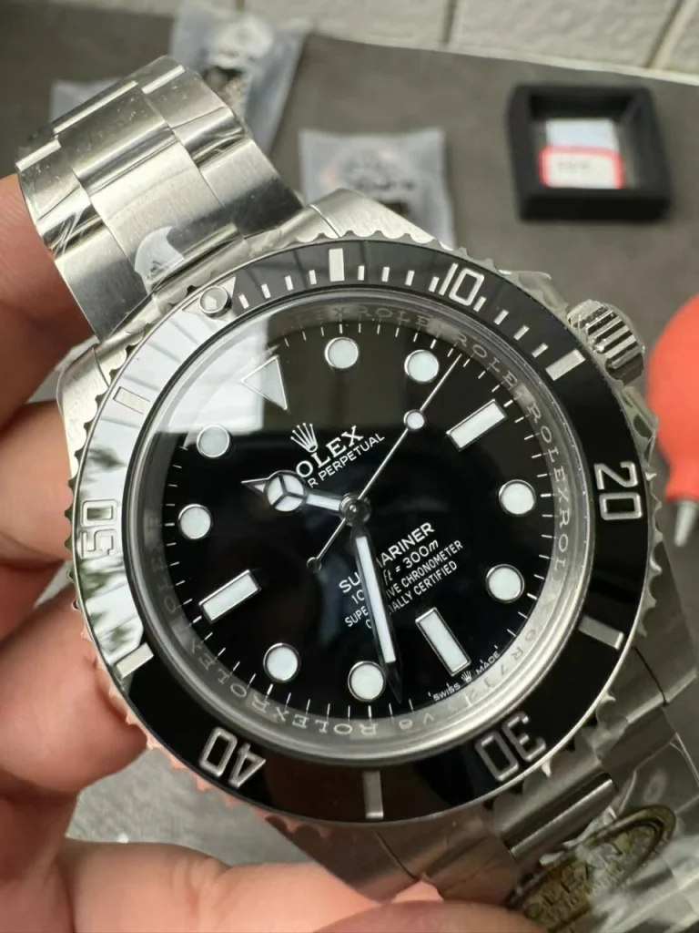 Clean Factory Rolex Submariner 124060LN 40mm 3230 Black Dial with Dot Markers (Super Blue Superlume Applied)