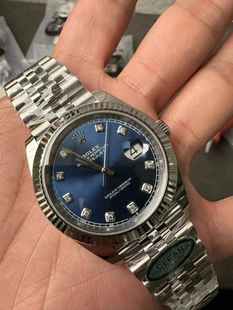 Clean Factory Rolex Datejust 126334 41mm 3235 Blue Dial with Diamond Markers Jubilee bracelet