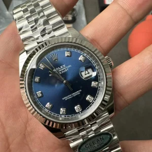 Clean Factory Rolex Datejust 126334 41mm 3235 Blue Dial with Diamond Markers Jubilee bracelet