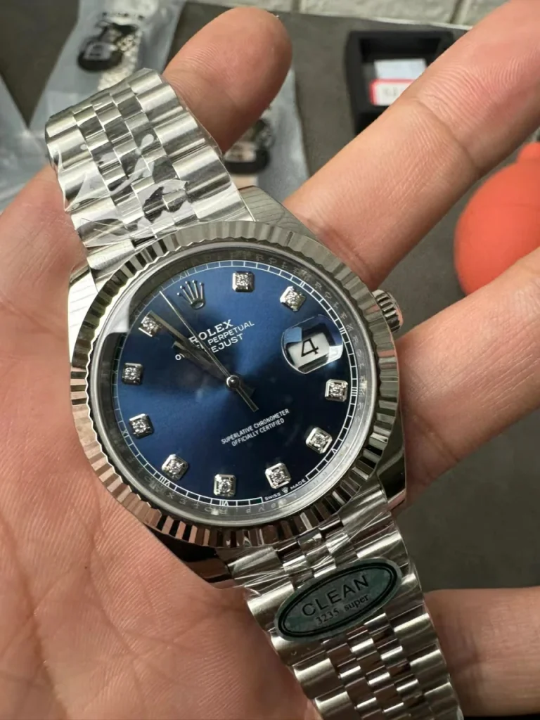 Clean Factory Rolex Datejust 126334 41mm 3235 Blue Dial with Diamond Markers Jubilee bracelet