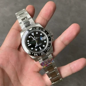 Clean Factory Rolex GMT-Master II 116710LN 40mm A3186 Black Dial with Round Markers (Correct Hand Stack) – Superlume Oyster bracelet
