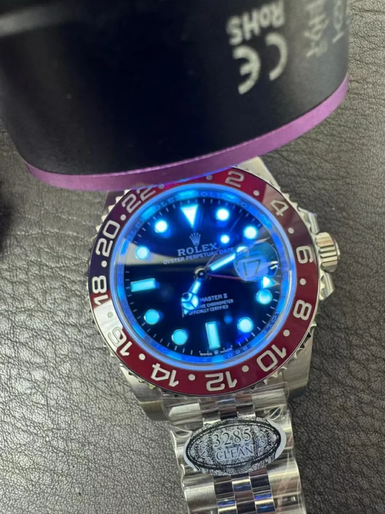 Clean Factory Rolex GMT-Master II 126710BLRO 40mm DD3285 V2+ Black Dial with Round Markers (Correct Hand Stack) – Superlume Jubilee bracelet