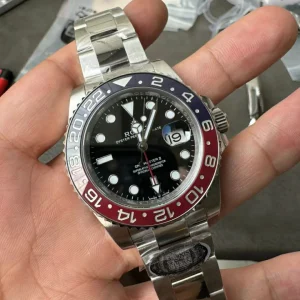 Clean Factory Rolex GMT-Master II 126710BLRO 40mm DD3285 V2+ Black Dial with Round Markers (Correct Hand Stack) – Superlume Oyster bracelet